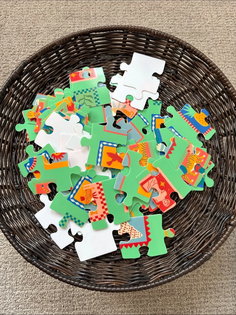 Patio Puzzle Water Resistant 42-Piece - Green with Red Lid
